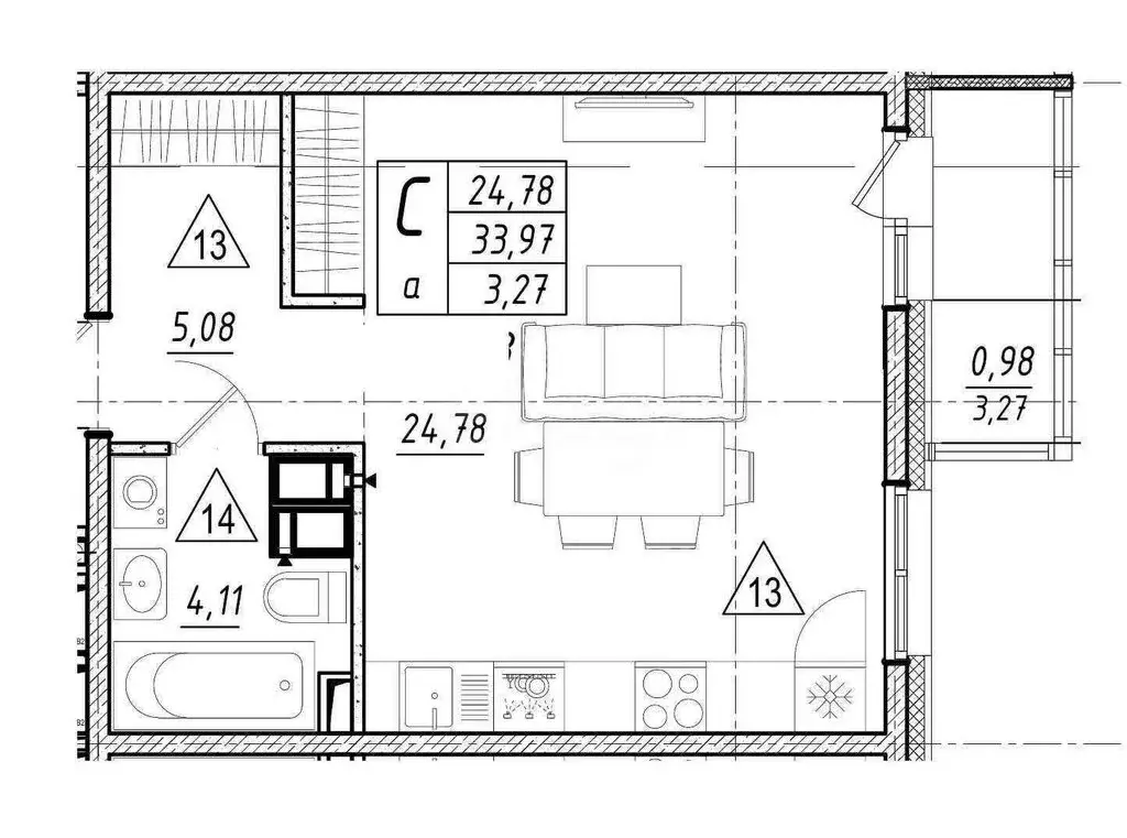 1-комнатная квартира: Южно-Сахалинск, проспект Мира, 381 (34.97 м) - Фото 1