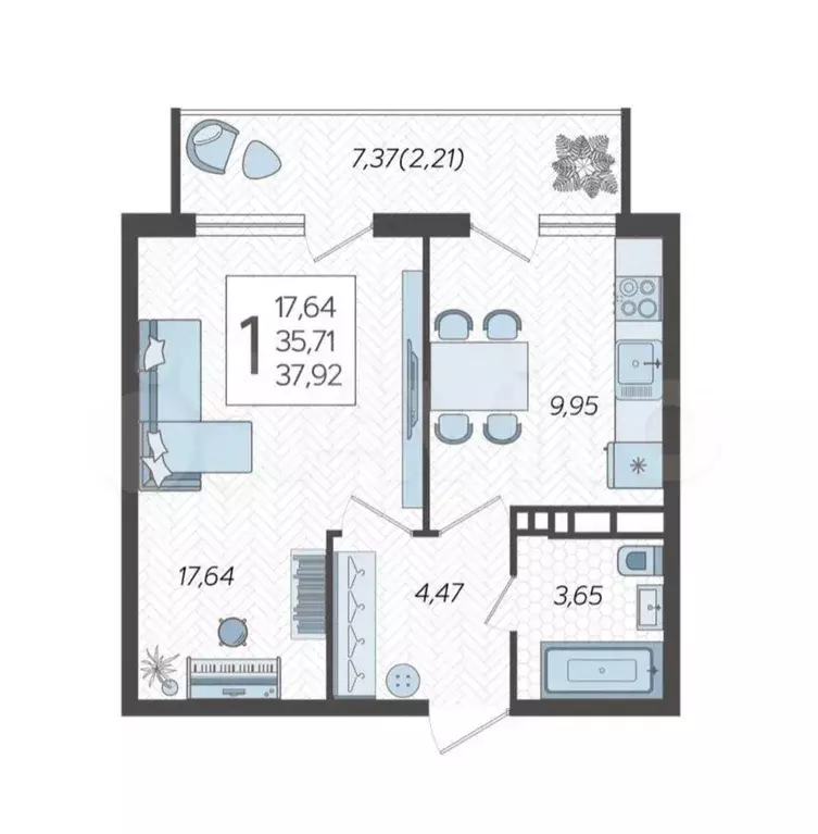 Продаётся 1-к квартира, 38 м - Фото 0