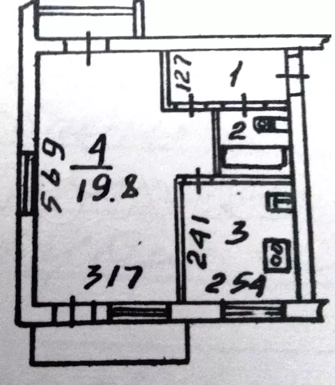 1-к. квартира, 33,7 м, 4/4 эт. - Фото 0