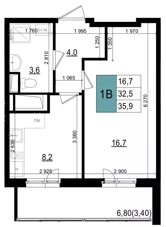 1-комнатная квартира: Одинцово, улица Бзри, к23 (35.9 м) - Фото 0