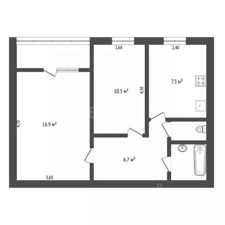 2-к кв. Амурская область, Благовещенск Пионерская ул., 10 (60.1 м) - Фото 1