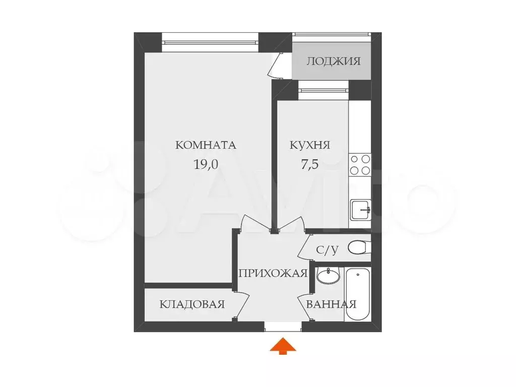 1-к. квартира, 37 м, 8/9 эт. - Фото 0