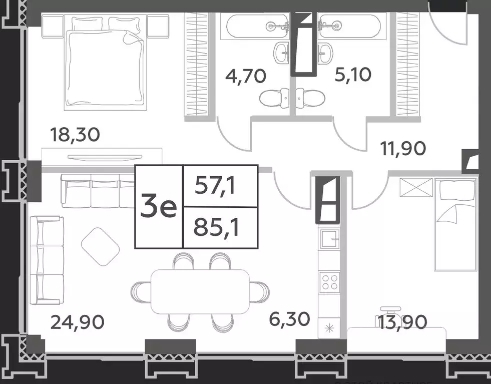 3-к кв. Москва просп. Генерала Дорохова, 49 (86.0 м) - Фото 2
