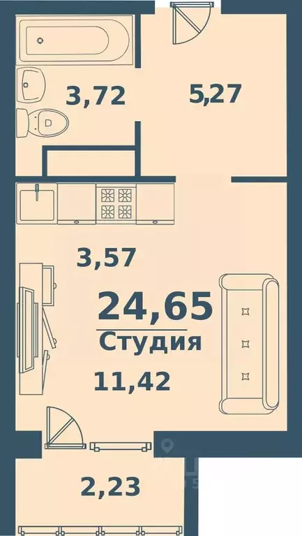 1-к кв. ульяновская область, ульяновск киндяковка мкр, заря жилой . - Фото 0