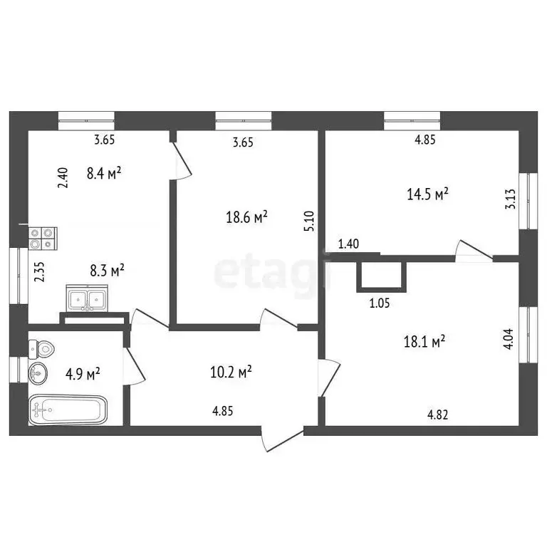 3-комнатная квартира: Харовск, улица Ветеранов, 9 (84.1 м) - Фото 0