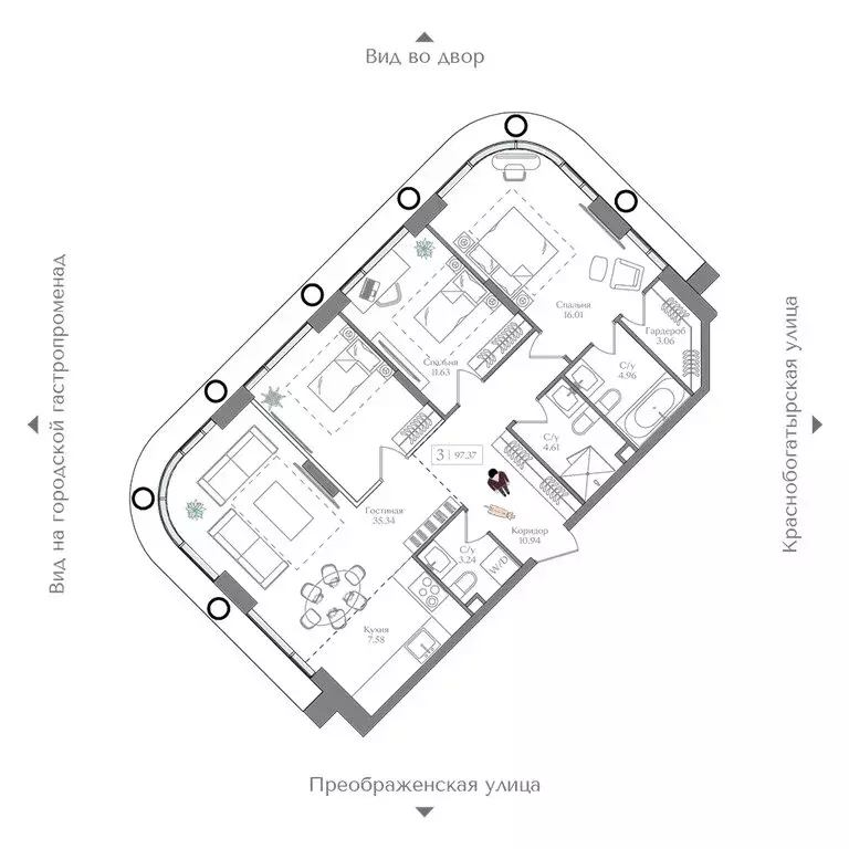 3-комнатная квартира: Москва, жилой комплекс Преображенская Площадь ... - Фото 1