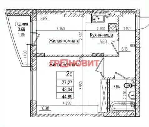 2-к кв. Новосибирская область, Новосибирск ул. Дуси Ковальчук, 242 ... - Фото 1