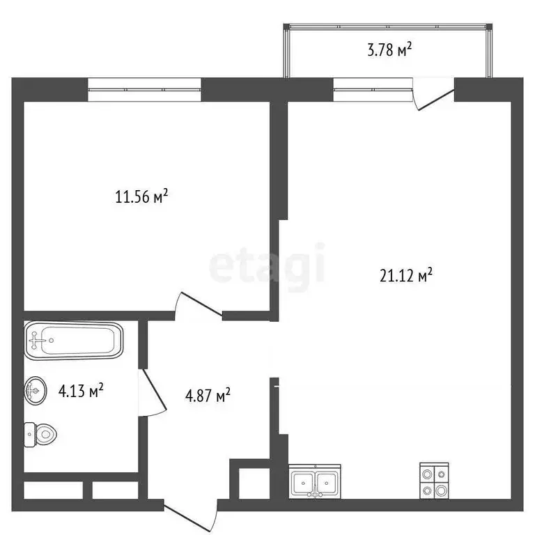 1-комнатная квартира: Тюмень, Велижанская улица, 66 (42.3 м) - Фото 0