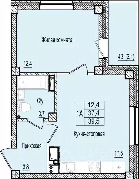 1-к кв. Псковская область, Псков ул. Ижорского Батальона, 41 (39.5 м) - Фото 0