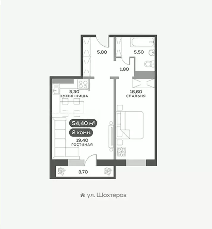 1-к кв. Красноярский край, Красноярск ул. Спандаряна, 1 (54.1 м) - Фото 1