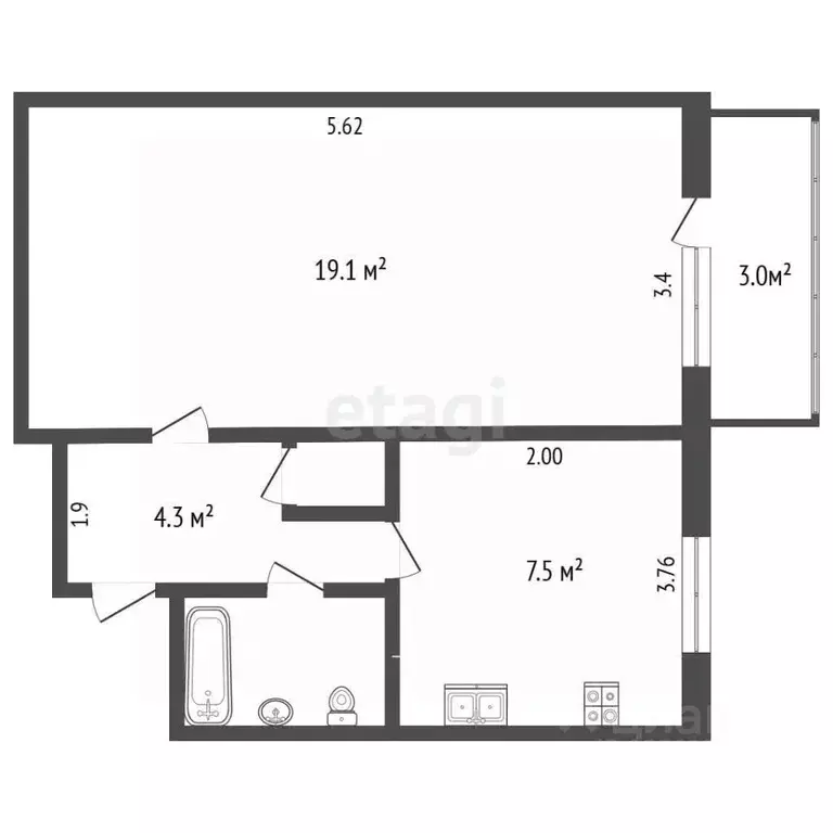 1-к кв. Крым, Симферопольский район, с. Мирное ул. Белова (37.4 м) - Фото 1
