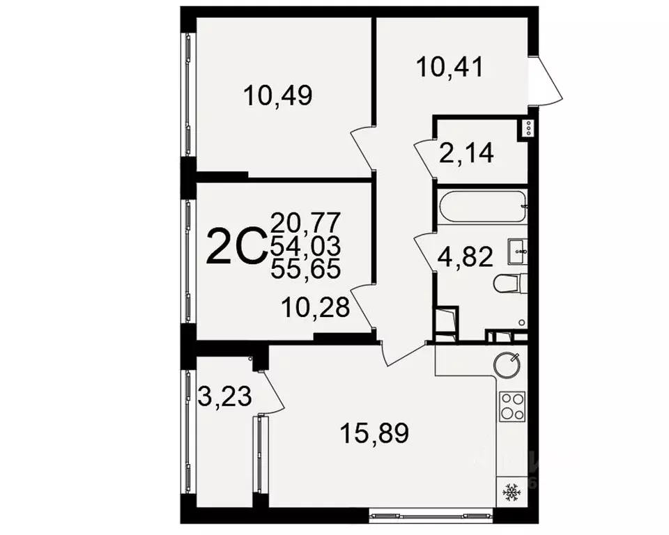 2-к кв. Тульская область, Тула  (55.65 м) - Фото 0