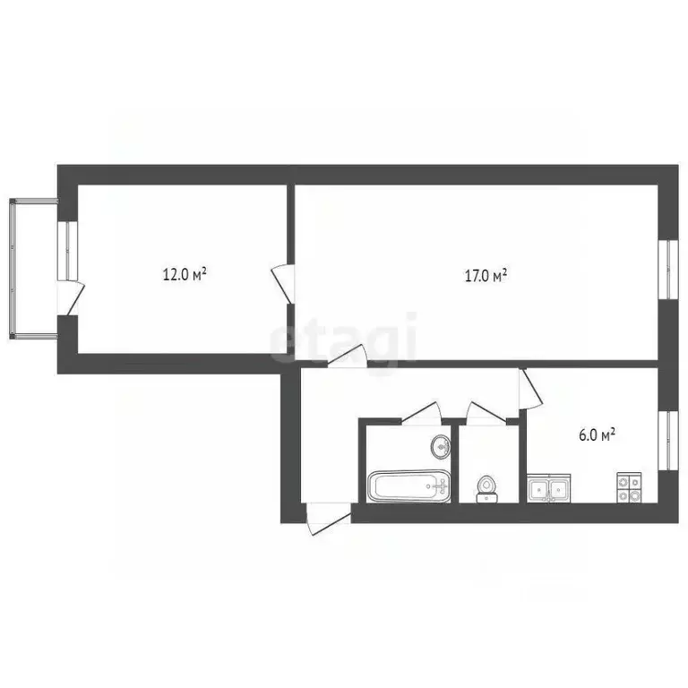 2-к кв. Псковская область, Остров ул. Шумейко, 10 (44.5 м) - Фото 1