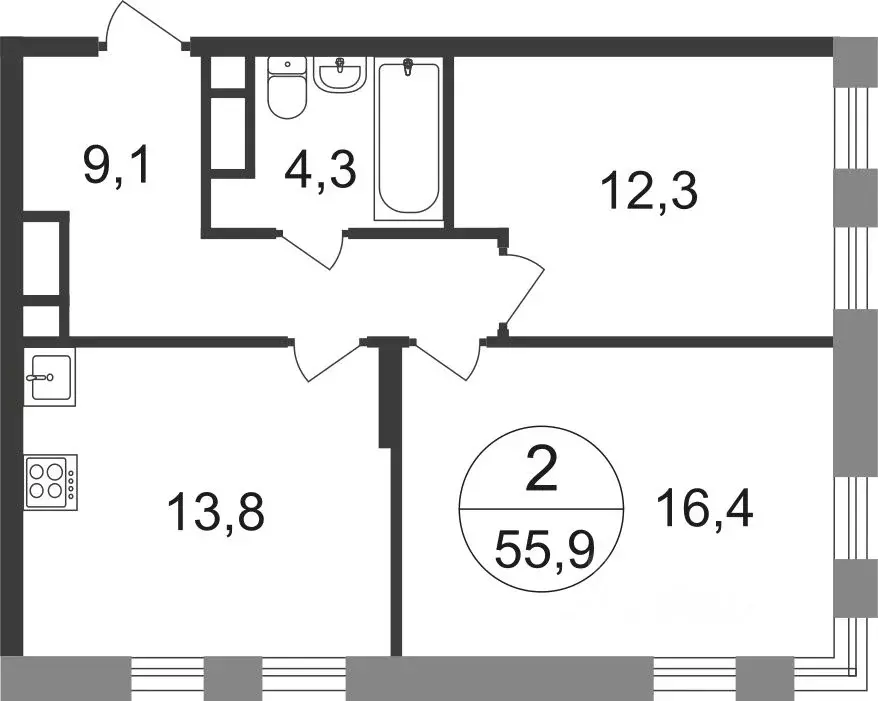 2-к кв. Москва Переделкино Ближнее мкр, 17-й кв-л, к1 (55.9 м) - Фото 0