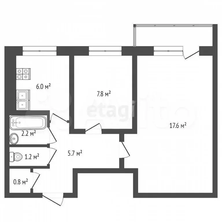 2-к. квартира, 42 м, 3/5 эт. - Фото 0