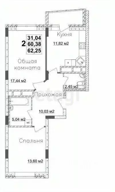 2-к кв. Калужская область, Калуга Московская ул., 311к6 (63.9 м) - Фото 2