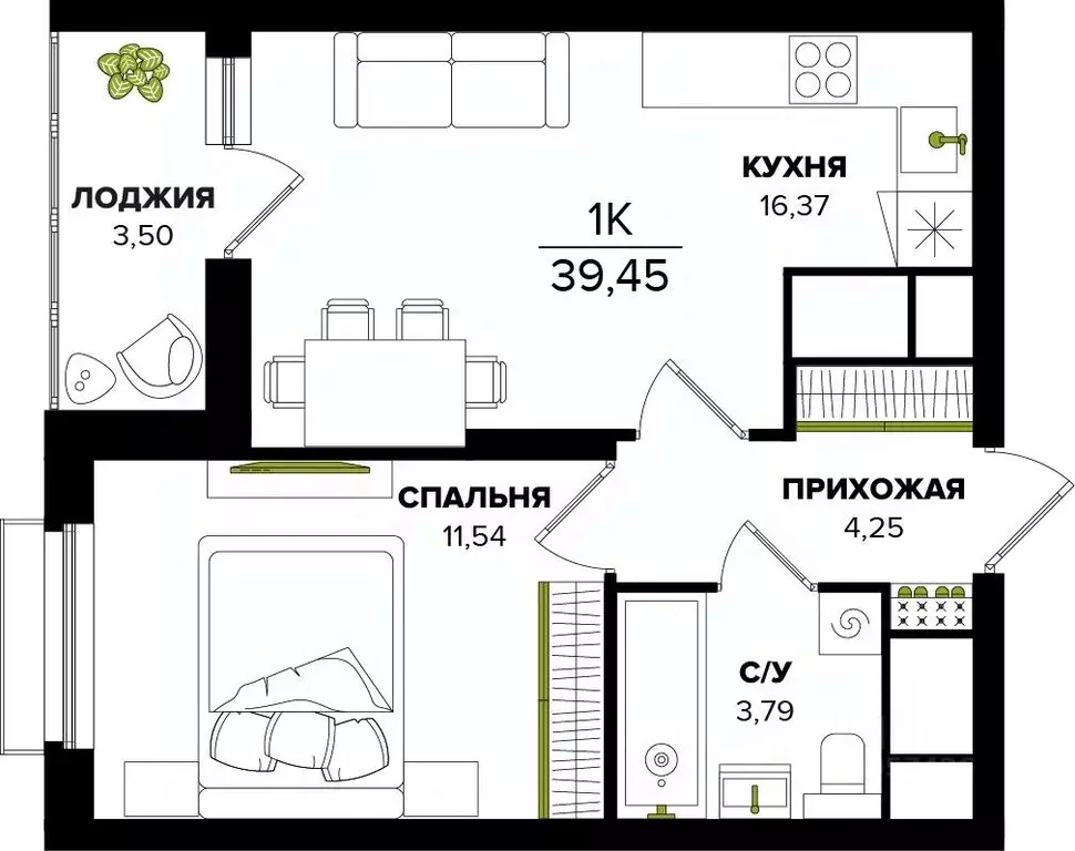 1-к кв. Тульская область, Тула  (39.45 м) - Фото 0