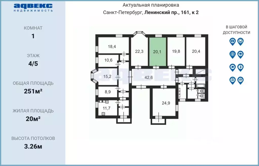 Комната Санкт-Петербург Ленинский просп., 161К2 (20.0 м) - Фото 2