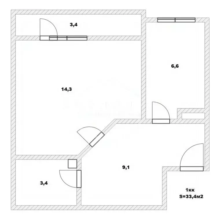 1-к кв. Калининградская область, Гурьевский муниципальный округ, пос. ... - Фото 2