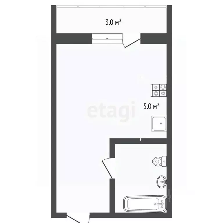 Студия Тюменская область, Тюмень ул. Новоселов, 117 (15.7 м) - Фото 1