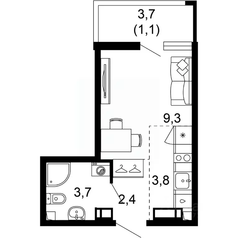 1-к кв. Краснодарский край, Сочи пос. Кудепста,  (20.3 м) - Фото 0