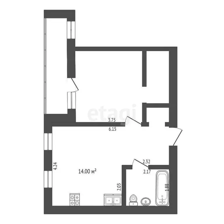 1-комнатная квартира: Тюмень, Интернациональная улица, 199к10 (34.96 ... - Фото 0