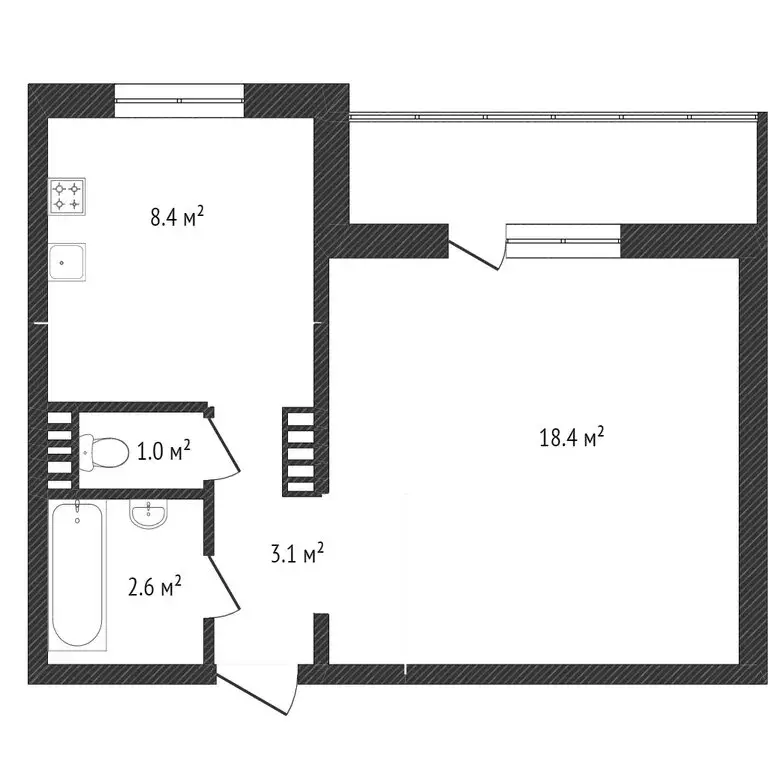 1-комнатная квартира: Кемерово, Московский проспект, 29 (35.8 м) - Фото 1