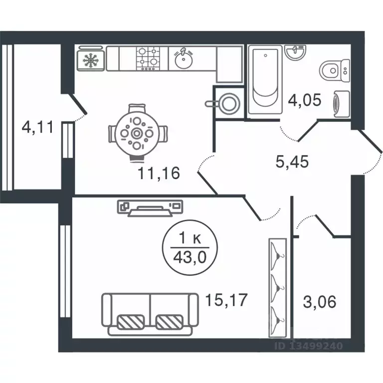 1-к кв. Тверская область, Тверь Бурашевское ш., 60 (43.0 м) - Фото 0