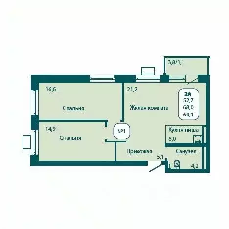 2-к кв. Московская область, Солнечногорск городской округ, Андреевка ... - Фото 1