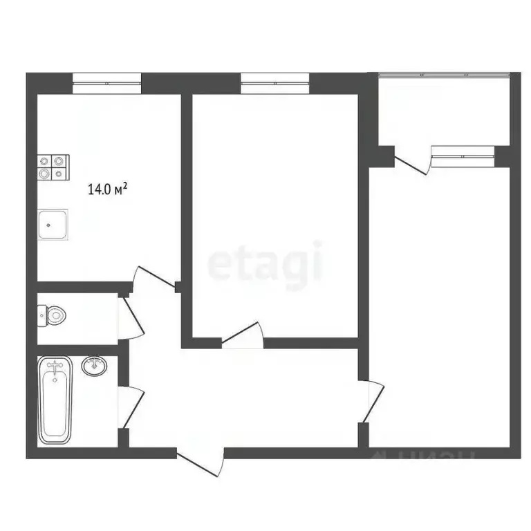 2-к кв. Тюменская область, Тюмень ул. Вересковая, 5 (51.0 м) - Фото 1
