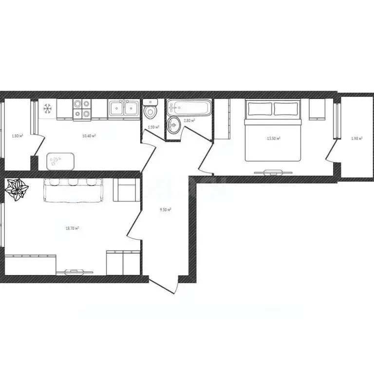 2-к кв. Брянская область, Брянск просп. Станке Димитрова, 55Г (56.2 м) - Фото 2