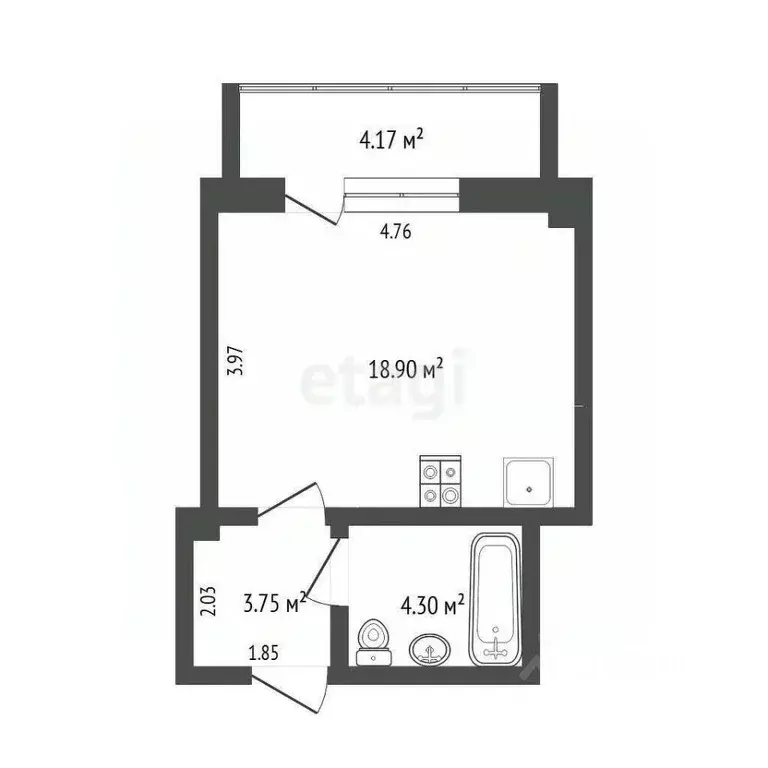 Студия Тюменская область, Тюменский муниципальный округ, д. Патрушева ... - Фото 2