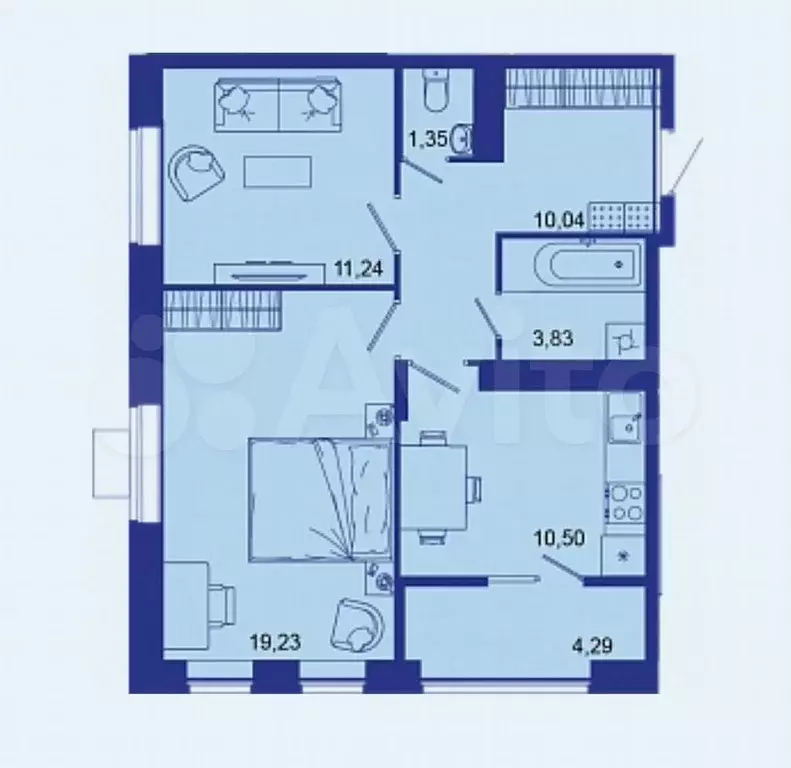 2-к. квартира, 60,5 м, 10/16 эт. - Фото 1