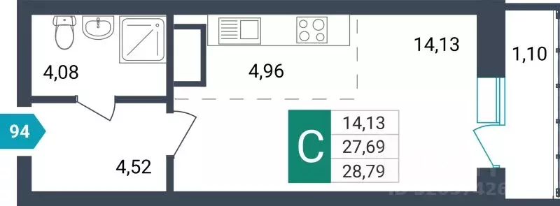Студия Забайкальский край, Чита ул. Бабушкина, 42Б (28.79 м) - Фото 0