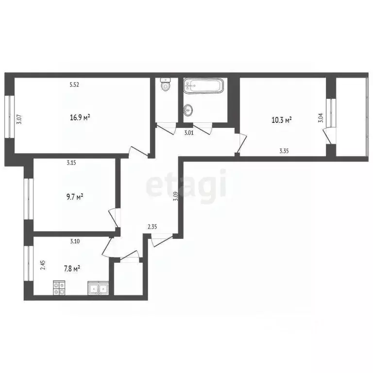 3-к кв. Московская область, Балашиха ул. Кудаковского, 15 (62.3 м) - Фото 1