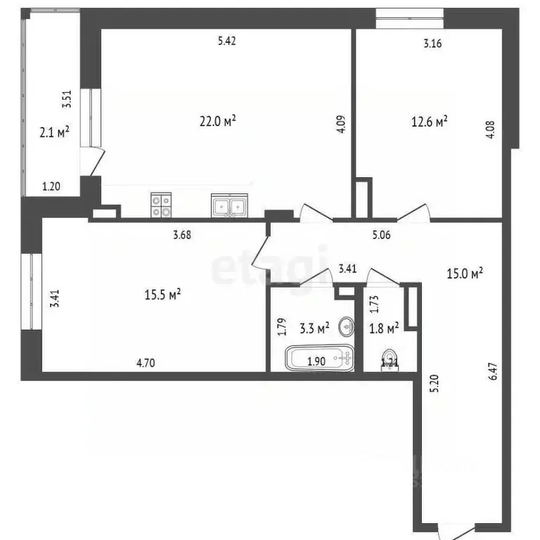 2-к кв. Забайкальский край, Чита ул. Баранского, 94 (70.0 м) - Фото 1