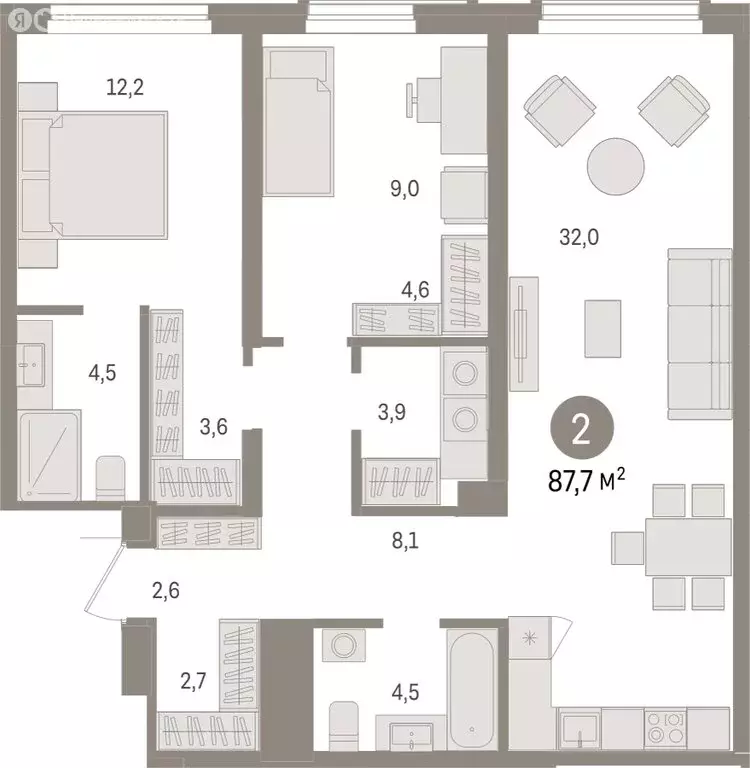 2-комнатная квартира: Новосибирск, улица Аэропорт (87.65 м) - Фото 1