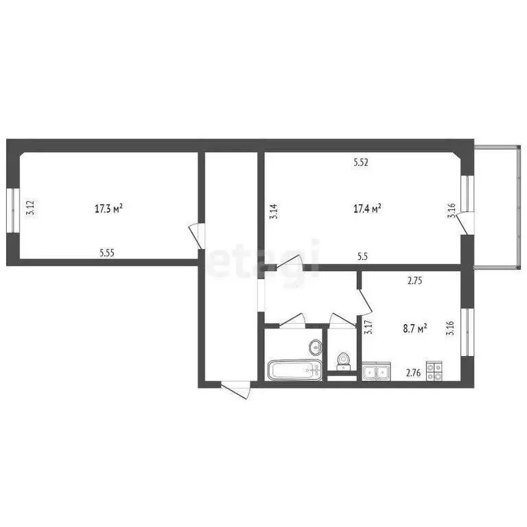 2-комнатная квартира: Белгород, улица Будённого, 14Г (61.5 м) - Фото 0