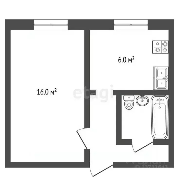1-к кв. Псковская область, Псков Западная ул., 2 (29.0 м) - Фото 1