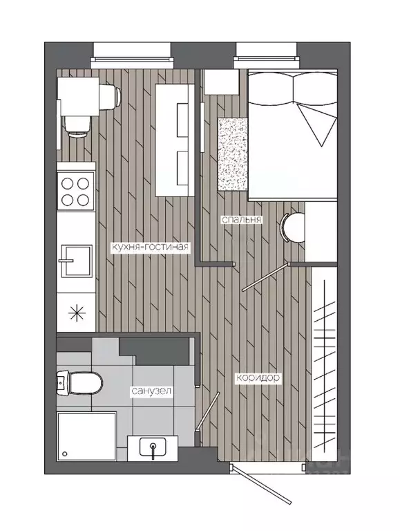 1-к кв. Ханты-Мансийский АО, Сургут 30А мкр,  (24.42 м) - Фото 0