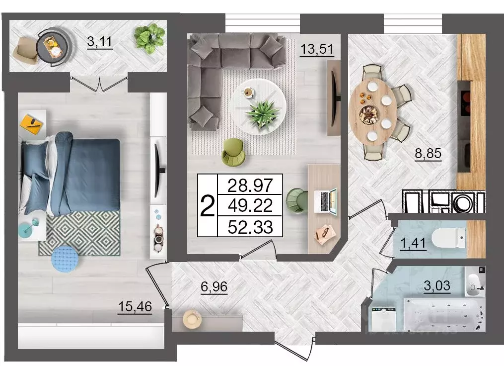 2-к кв. Смоленская область, Смоленск Максимум жилой комплекс (52.33 м) - Фото 1