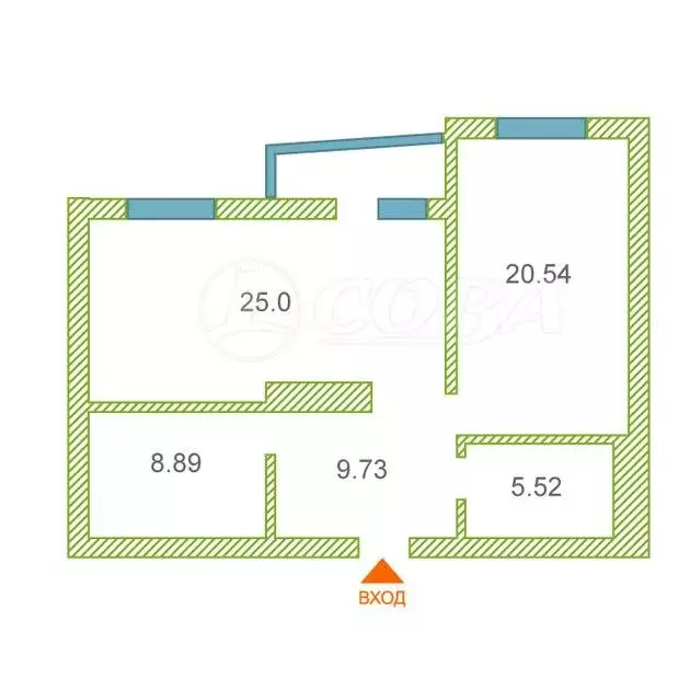 2-комнатная квартира: Тюмень, Ямская улица, 86 (70.2 м) - Фото 1