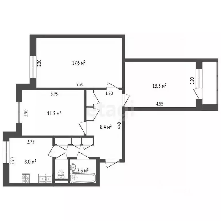 3-к кв. Ямало-Ненецкий АО, Новый Уренгой Советский мкр, 9/2 (66.8 м) - Фото 2