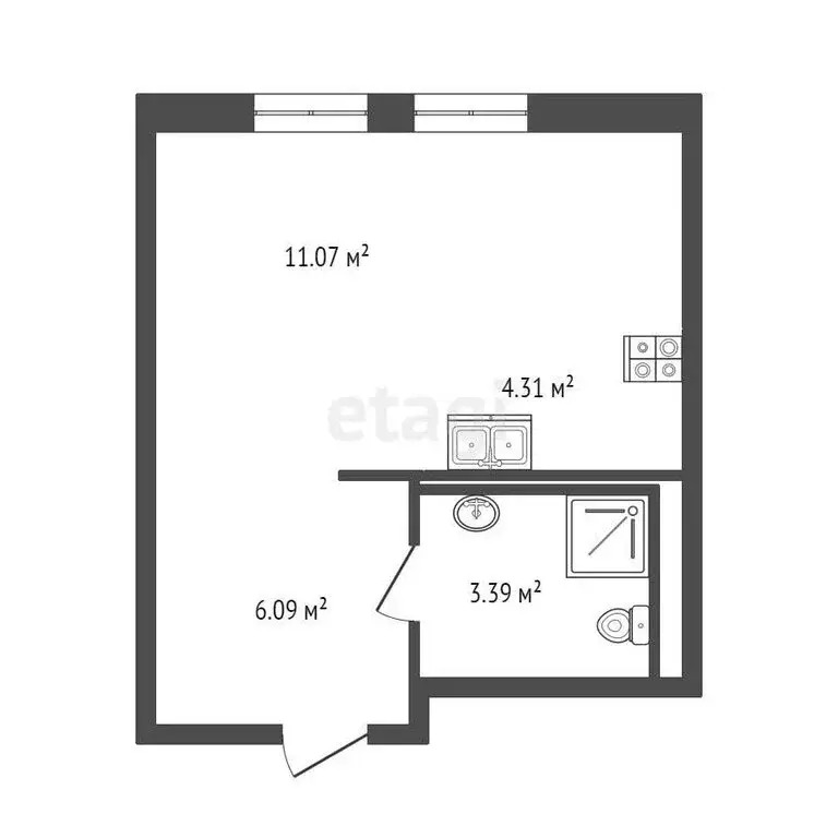 Квартира-студия: Тюмень, улица Юрия Рогачева, 11к2 (24.86 м) - Фото 0