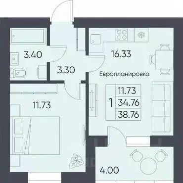 1-к кв. Саратовская область, Татищево рп  (38.76 м) - Фото 0