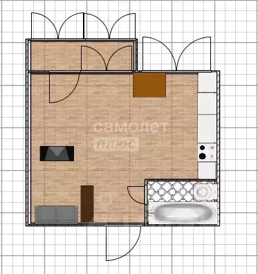 Студия Алтайский край, Бийск ул. Александра Матросова, 37/1 (21.0 м) - Фото 2