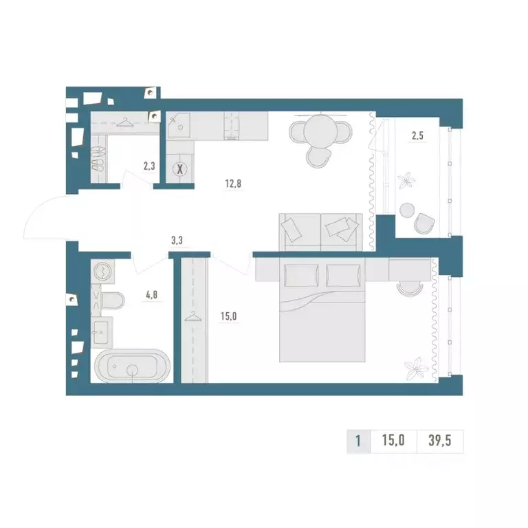 1-к кв. Башкортостан, Уфа Родина Парк жилой комплекс (39.5 м) - Фото 1