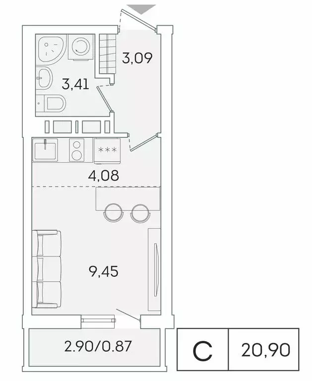 Квартира-студия: Мурино, Графская улица, 6к4 (20 м) - Фото 0