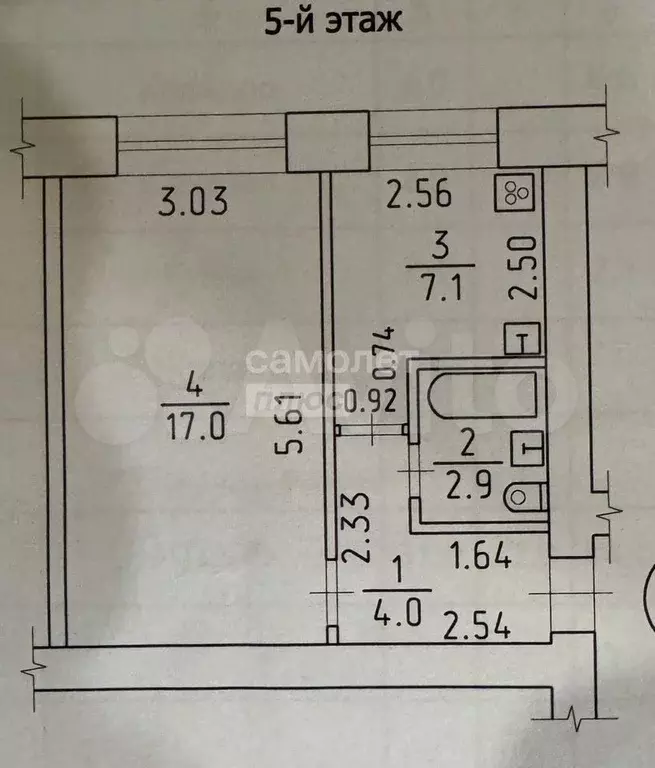 1-к. квартира, 31 м, 5/5 эт. - Фото 0