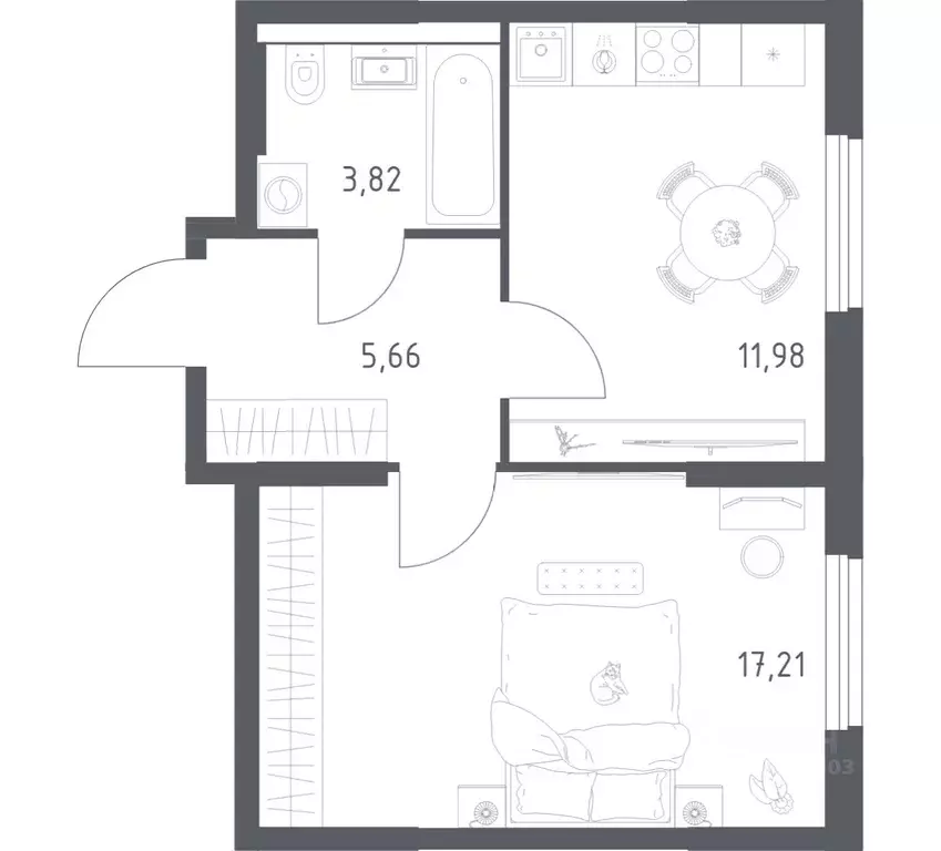 1-к кв. Башкортостан, Уфа ул. Минигали Губайдуллина, 8к9 (38.67 м) - Фото 1